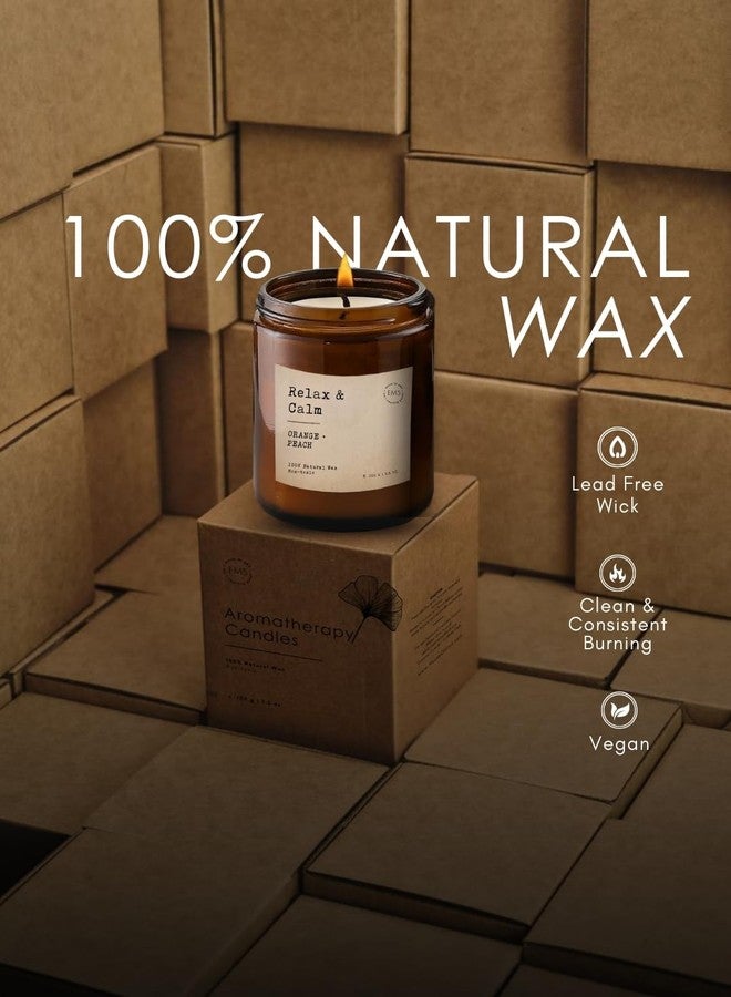 EM5 Relax & Calm Aromatherapy Scented Candles | Orange & Peach | 100% Natural Wax & Lead Free Wick | Upto 30Hrs of Clean Burning | Smokeless & Non-Toxic Candles | 100 GMS - Image 5